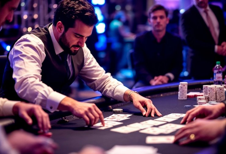 Dealer Hot Pot hidup streaming di studio kasino home bet dengan kamera multi-sudut